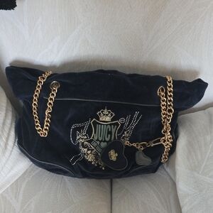 Juicy Couture Navy Shoulder Bag with Gold Chain